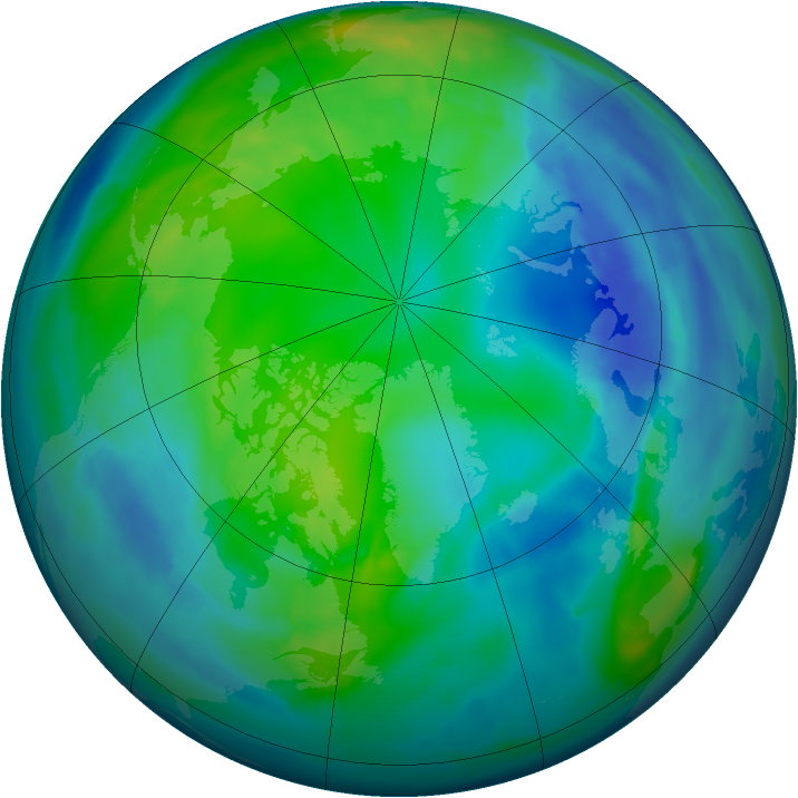Arctic ozone map for 02 November 2008